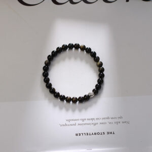 天然黒曜石黒曜石カップルブレスレットスターリングシルバーカップルモデル